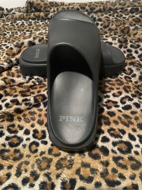 PINK Victoria's Secret Black Slide Sandals